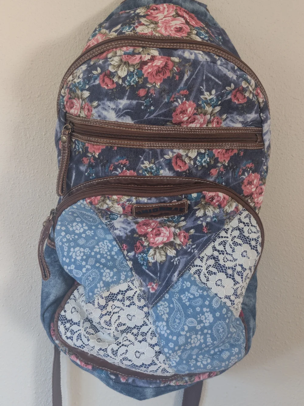 Unionbay Floral Patchwork Women's Backpack - Blue & Pink